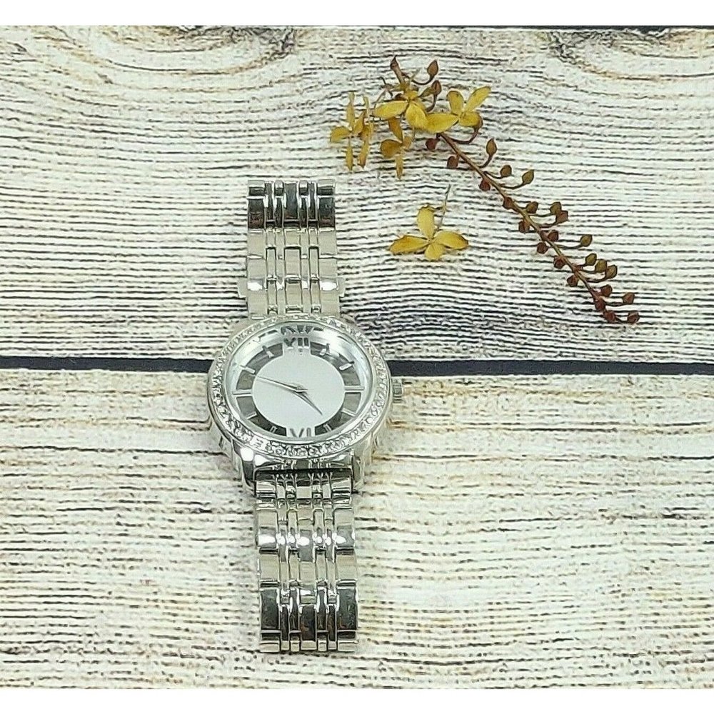 Unisex Valletta Watch Silver Color Simulate Diamonds Bracelet Wrist Mirror Watch